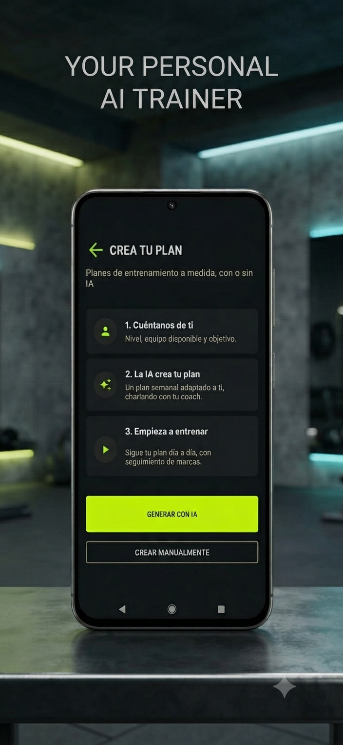 Captura de pantalla del generador de planes de entrenamiento con IA en WOD Voice Timer, pantalla Crea tu plan