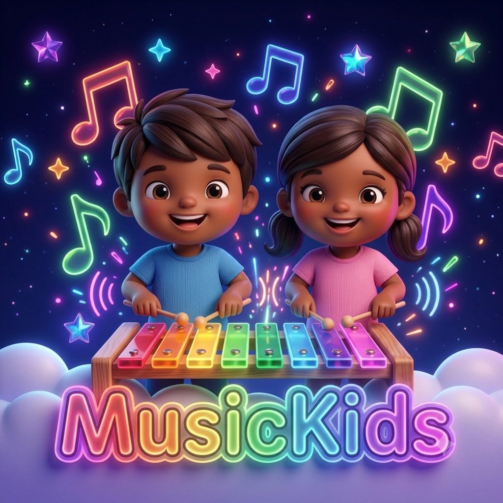 Icono de portada de MusicKids con dos niños tocando un xilófono